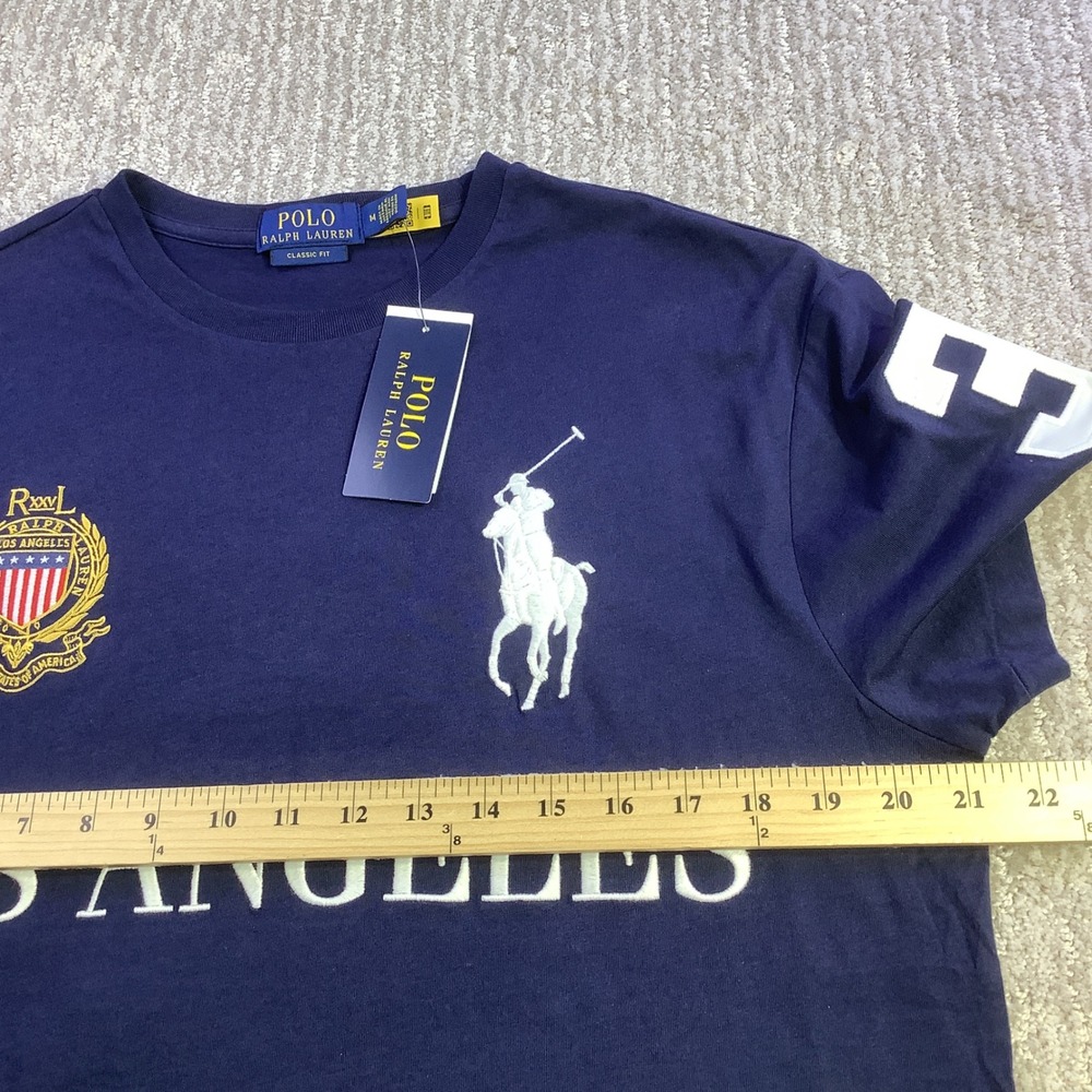 Polo Ralph Lauren Los Angeles Big Pony T-Shirt Navy Blue Classic Fit Size M NWT - Picture 10 of 13